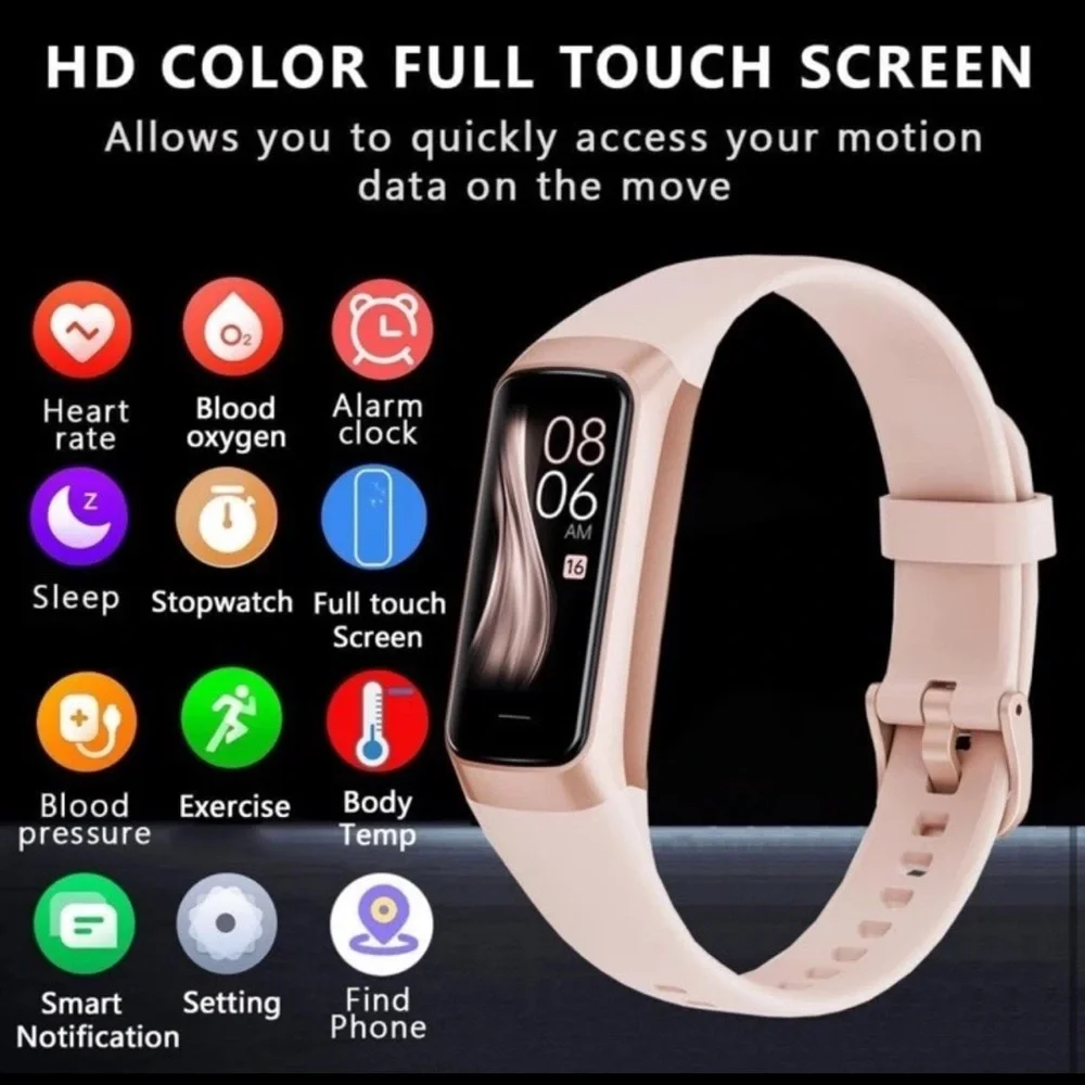Fitness Tracker with 24/7 Heart Rate, Blood Oxygen Blood Pressure Sleep Monitor